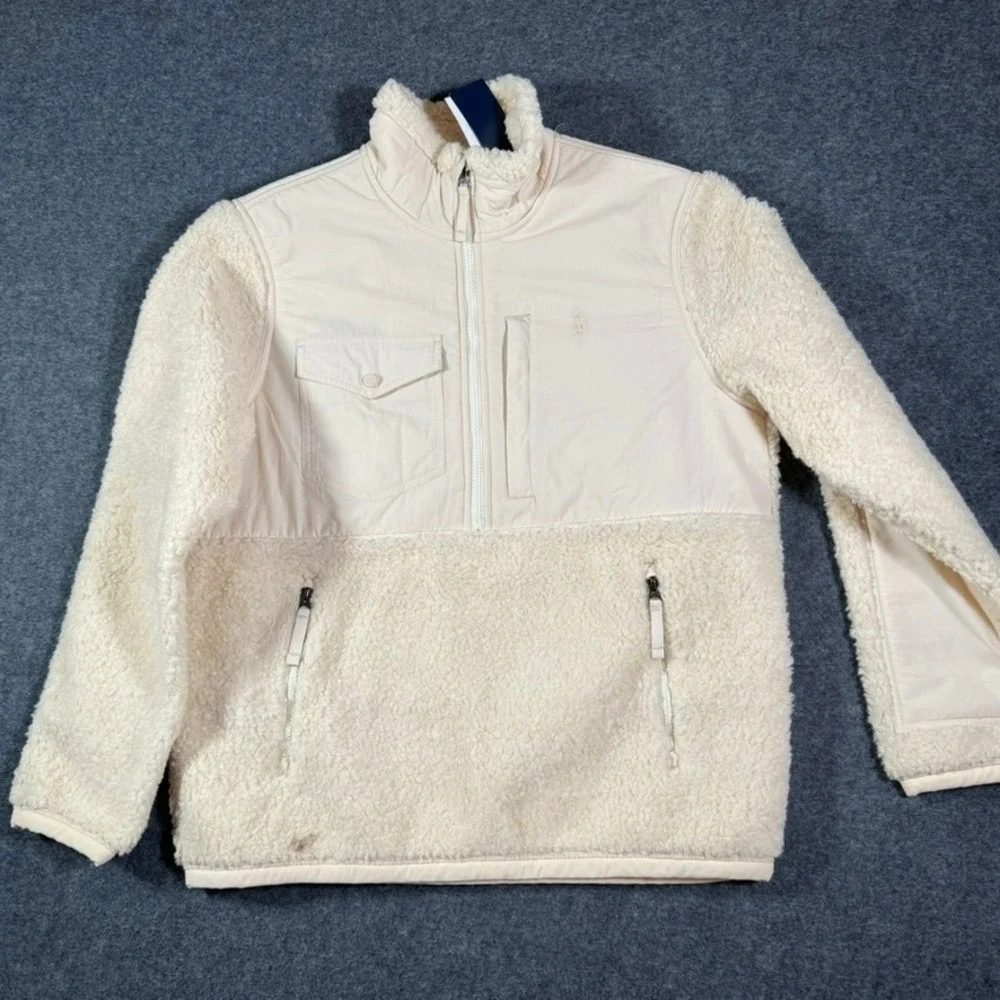 Polo Ralph Lauren Performance Hybrid Sherpa Fleece Pullover Cream Men Medium NWT